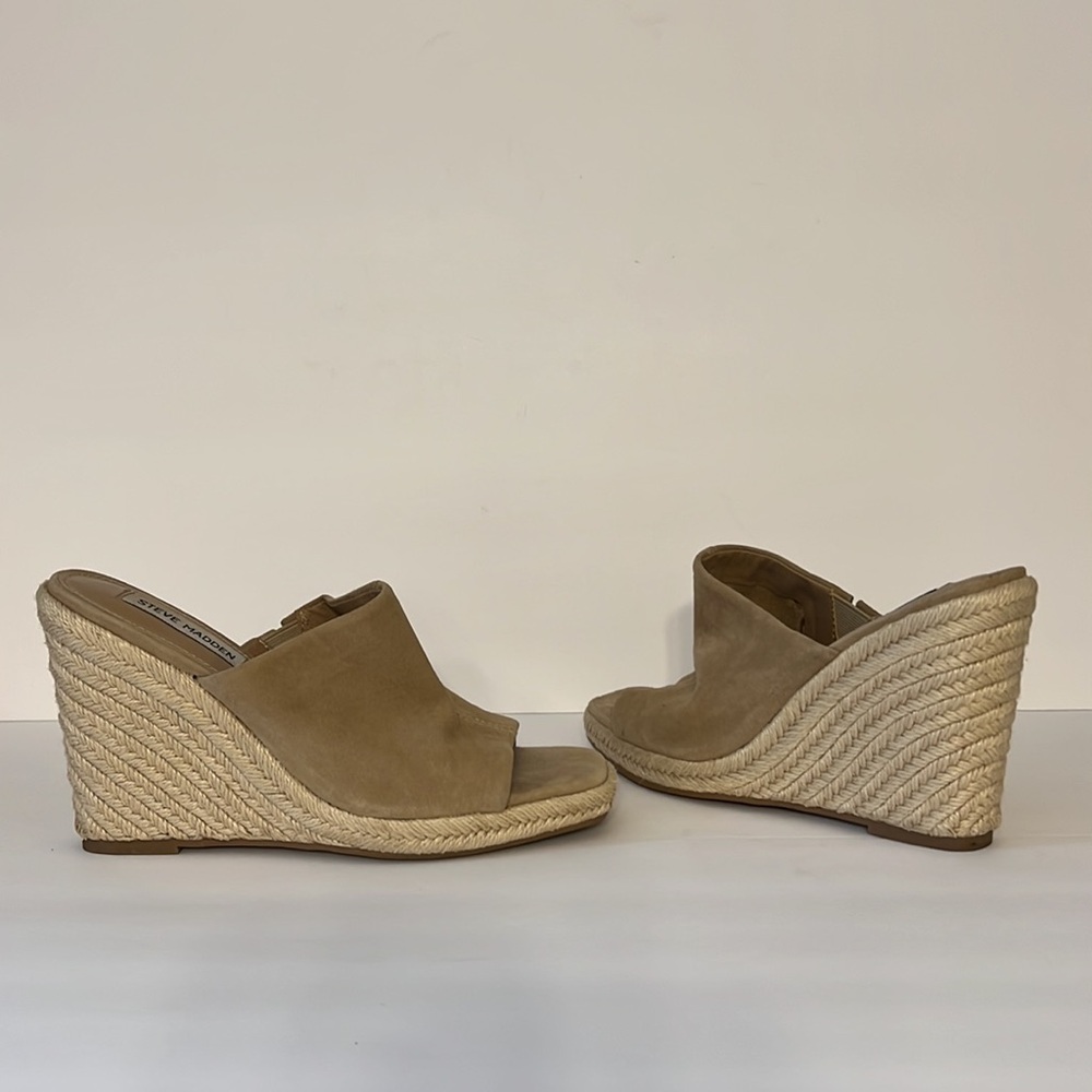Steve Madden Tan Suede Espidrille Wedge Sandals Sz 7.5
